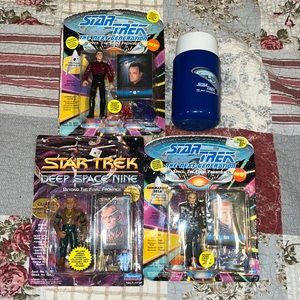 Star Trek NWT next generation figures & thermos quark Q sela playmates